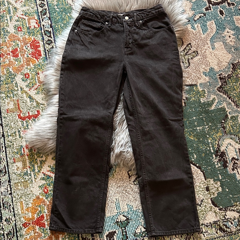 Good American Coffee Brown Straight Leg Jeans